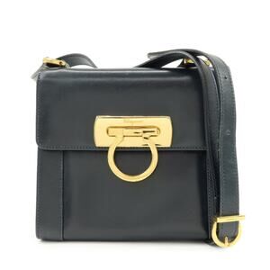 Ferragamo Gancini Leather Crossbody Bag Navy